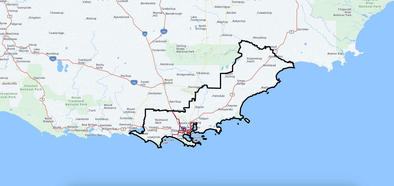 electorate boundary of Albany